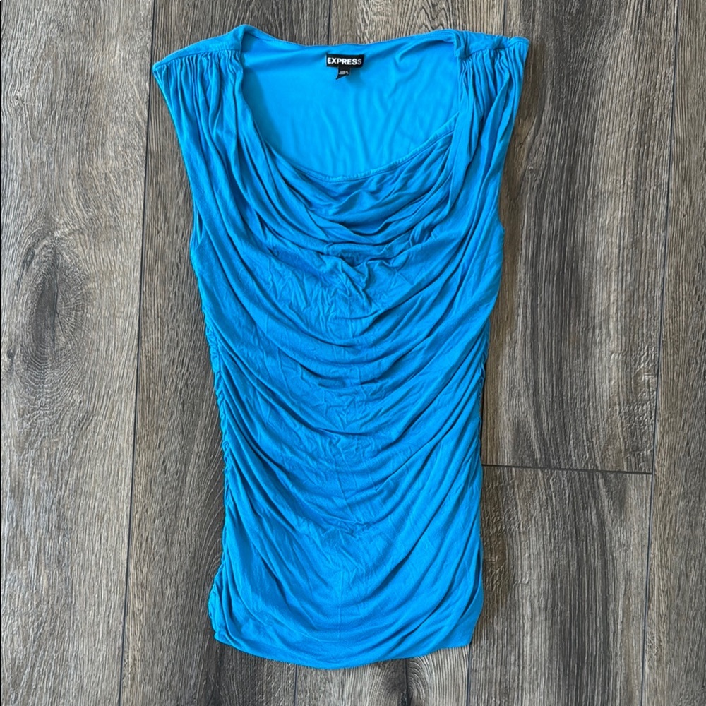 Express Blue Ruched Blouse
